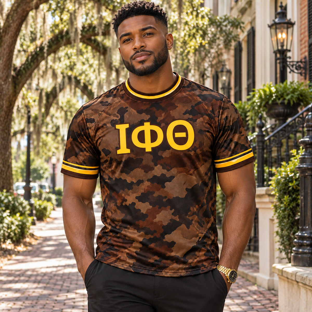 Iota Phi Theta Brown Camo Performance T-Shirt