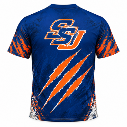 Savannah State University Tigers Blue & Orange All-Over Print T-Shirt
