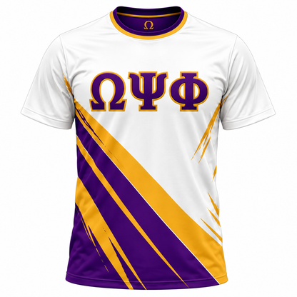 Omega Psi Phi Crest White Purple & Gold All-Over T-Shirt