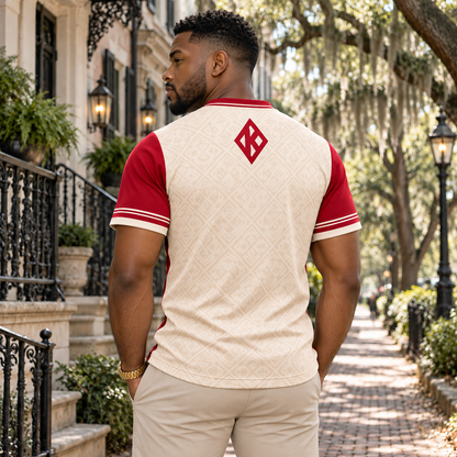 Kappa Alpha Psi Cream & Crimson Crossed Cane All-Over Print T-Shirt