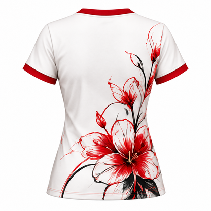 Delta Sigma Theta Red Floral White All-Over Shirt