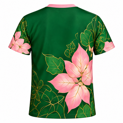 Alpha Kappa Alpha Green & Pink Floral All-Over Print Shirt