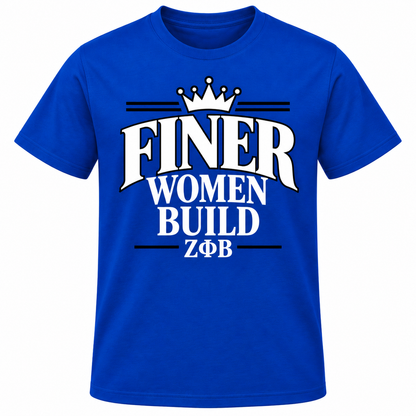 Zeta Phi Beta Finer Women Build Royal Blue T-Shirt
