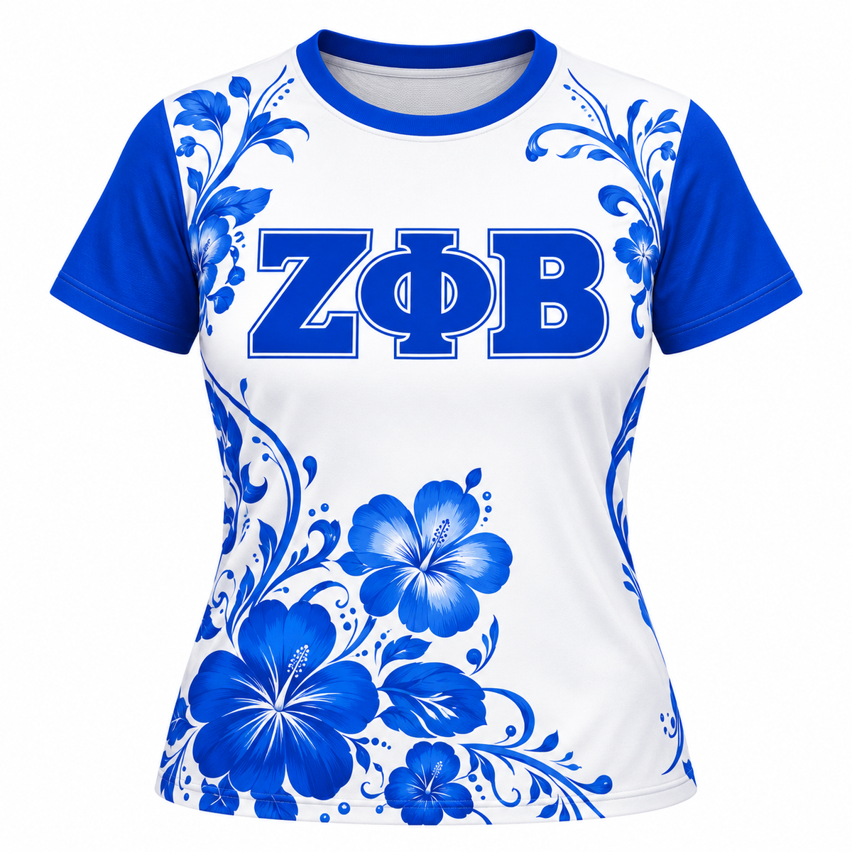 Zeta Phi Beta Blue Floral All-Over Print Shirt
