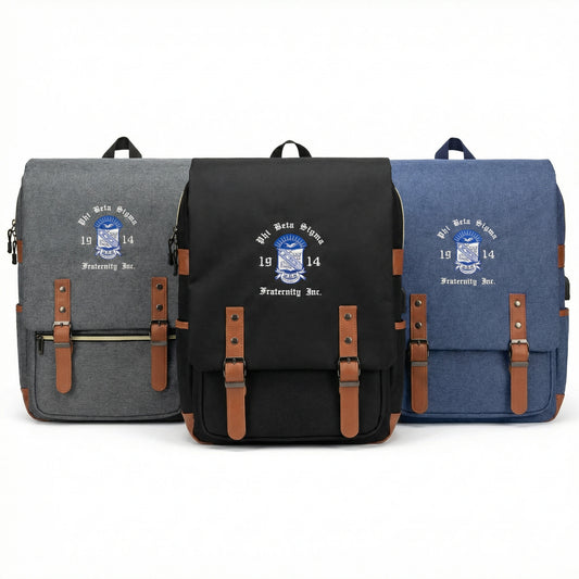 Three backpacks in gray, black, and blue with a visible brand logo on a white background.