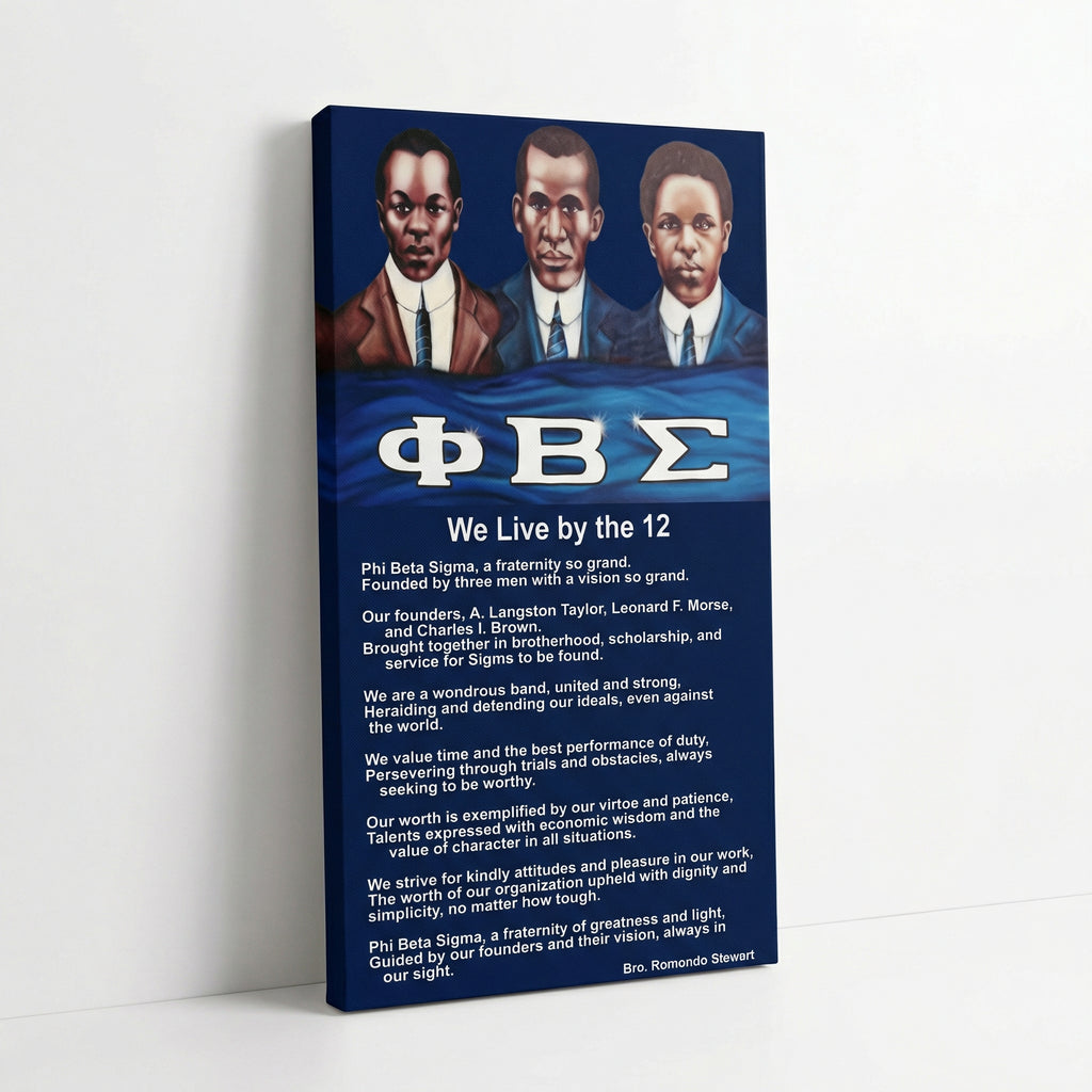 Phi Beta Sigma Canvas Wall Art - We Live By The 12