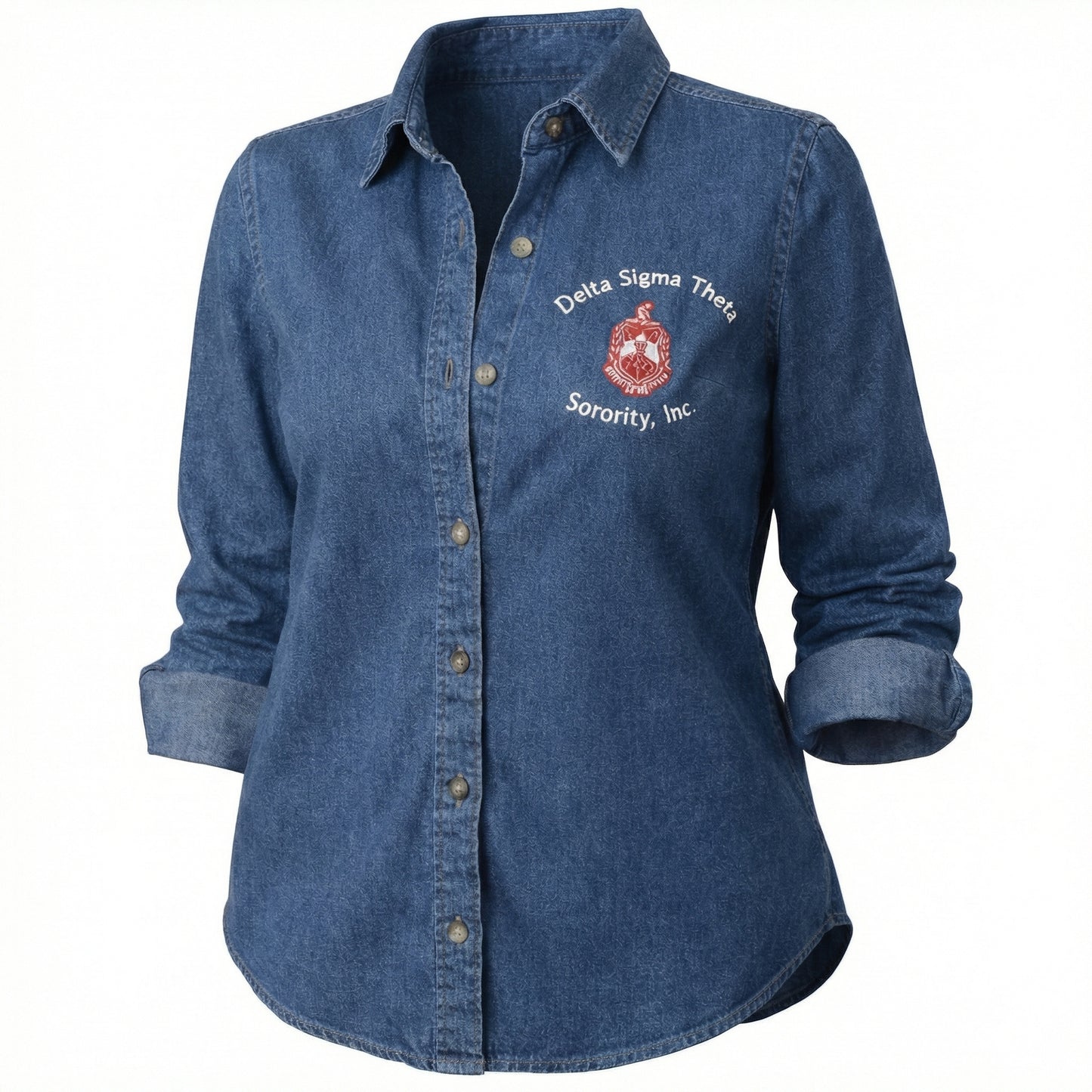 Delta Sigma Theta Denim Shirt (Embroidered Button Down)