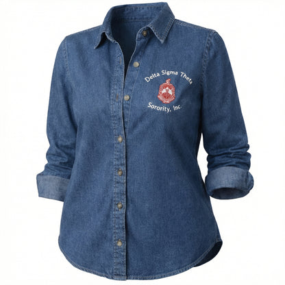 Delta Sigma Theta Denim Shirt (Embroidered Button Down)