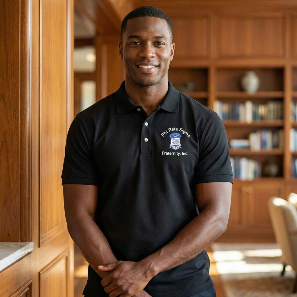 Phi Beta Sigma Black Embroidered Polo