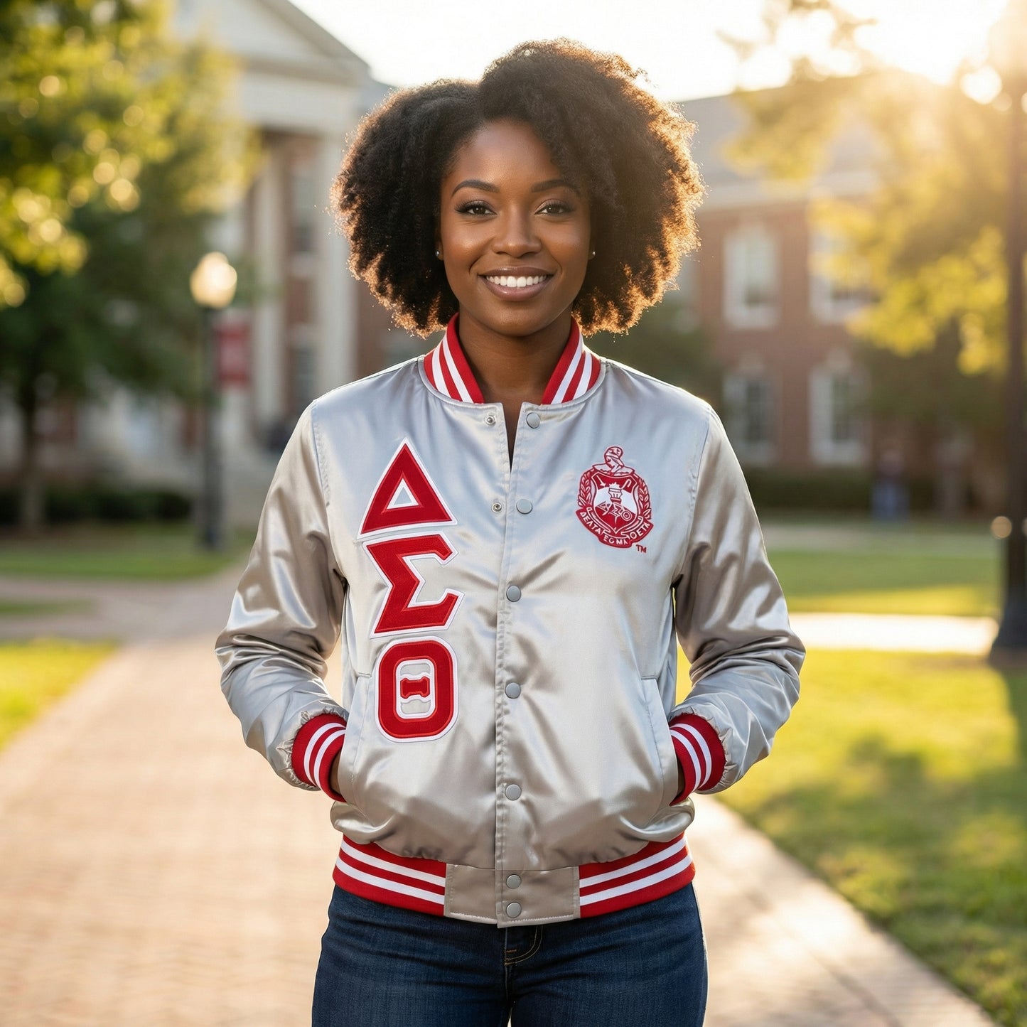 Delta Sigma Theta Satin Bomber Jacket