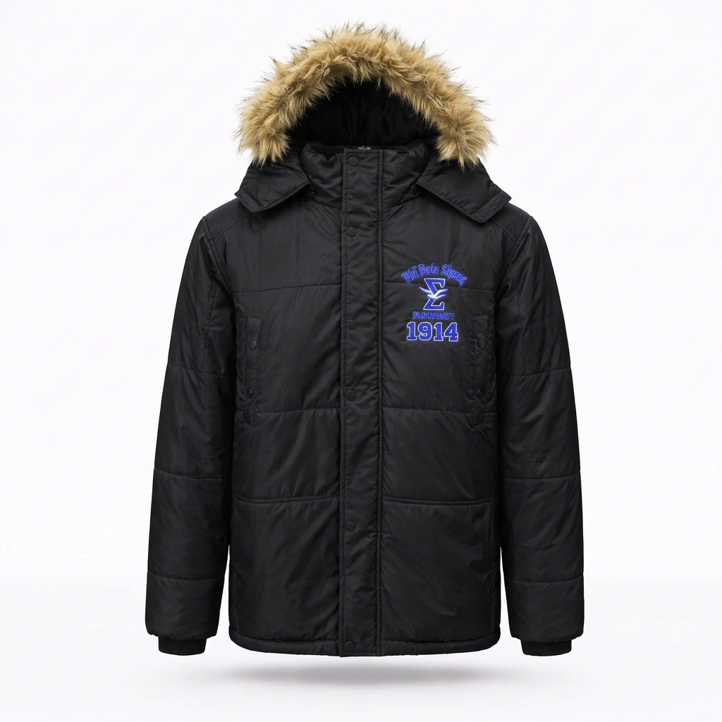 Phi Beta Sigma 1914 Fur Hood Puffer Jacket
