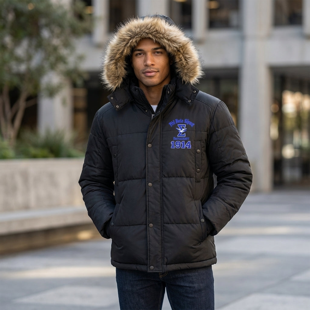 Phi Beta Sigma 1914 Fur Hood Puffer Jacket