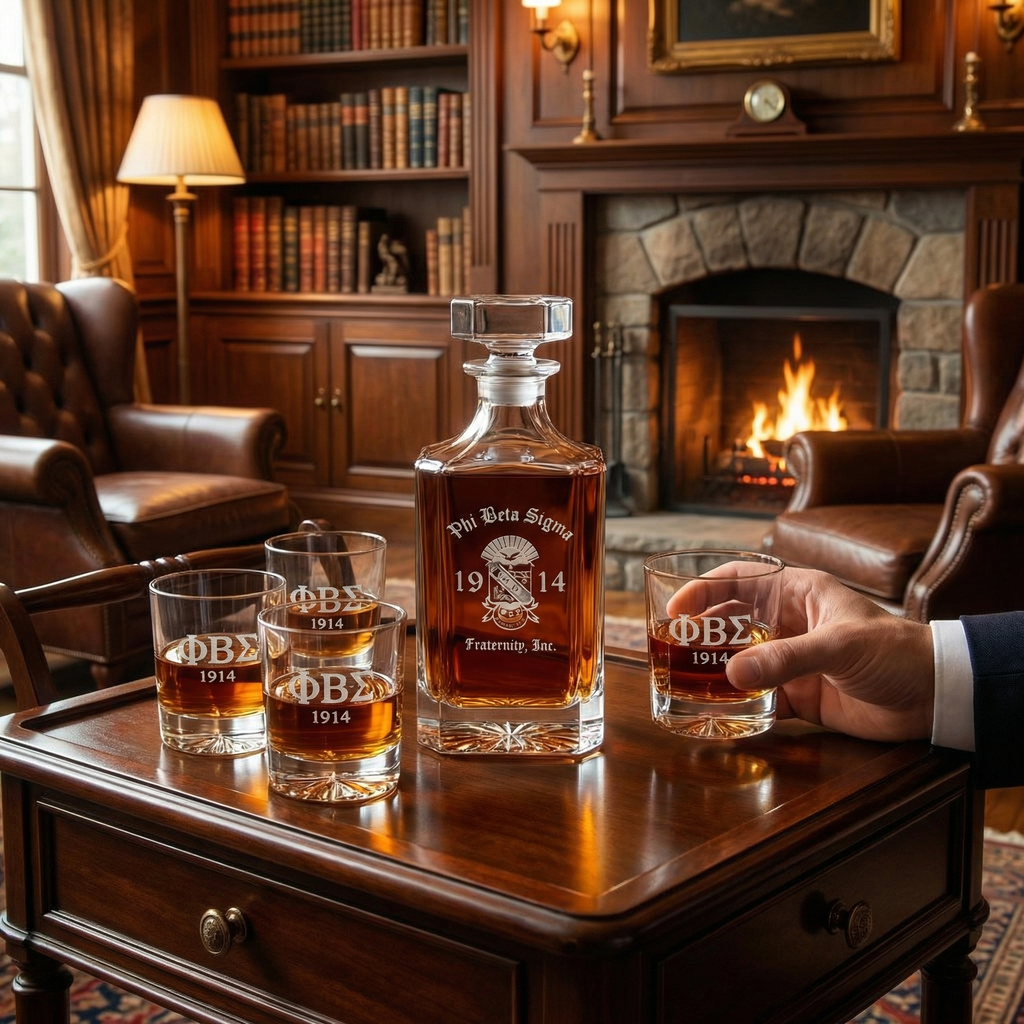 Phi Beta Sigma Decanter Set (1 Decanter + 4 Glasses, 1914 Design)