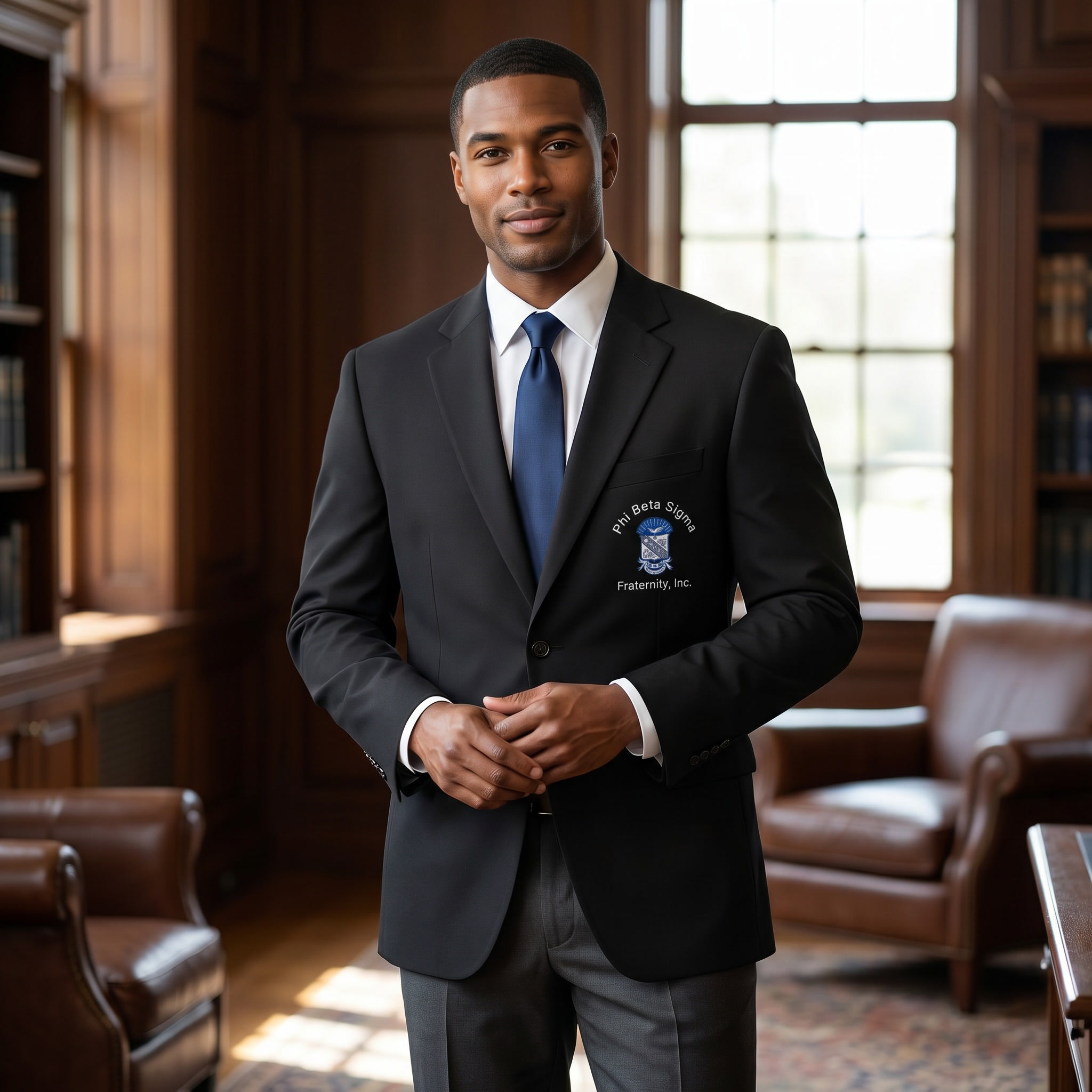 Phi Beta Sigma Embroidered Black Blazer Jacket
