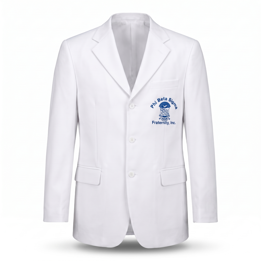 Phi Beta Sigma White Embroidered Blazer Jacket
