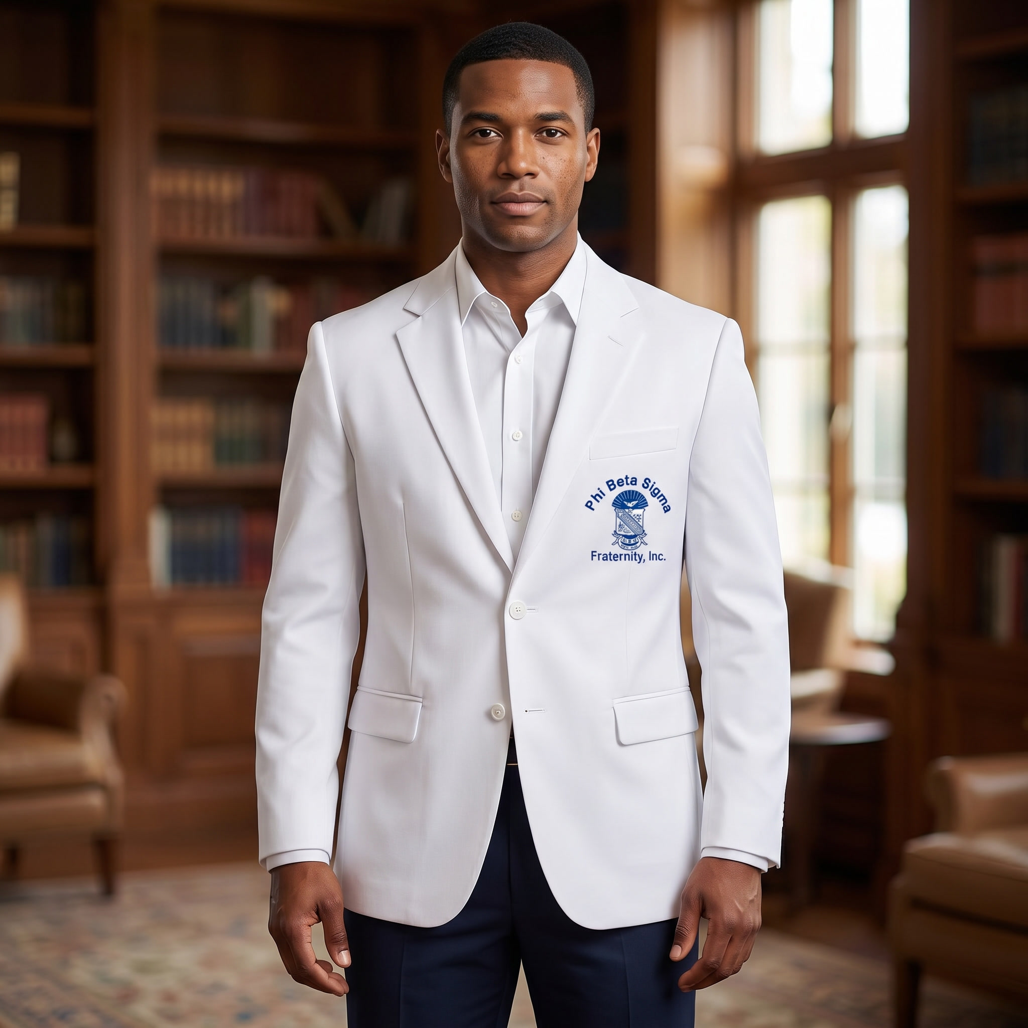 Phi Beta Sigma White Embroidered Blazer Jacket