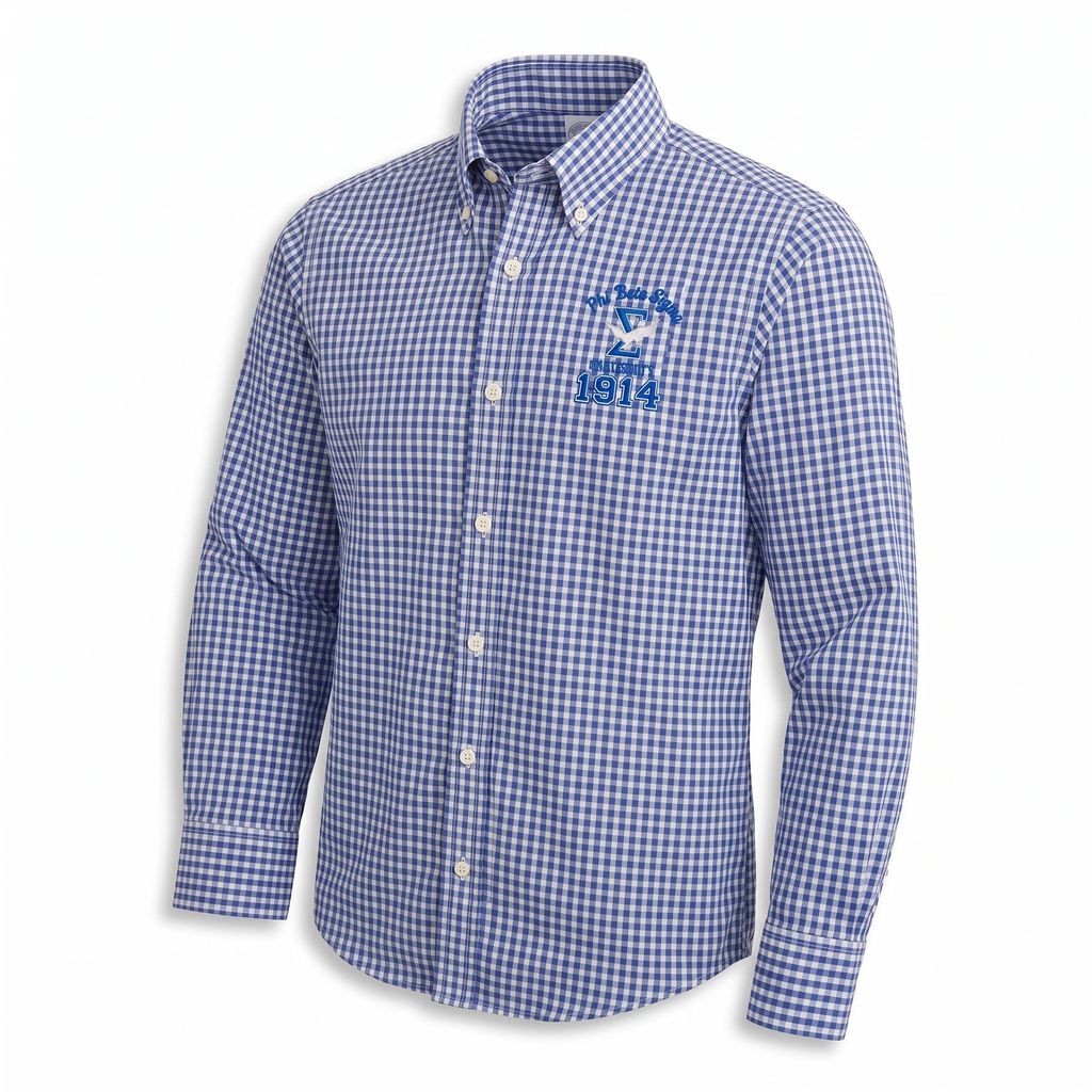 Phi Beta Sigma Blue Gingham Brooks Brother Button-Down Shirt