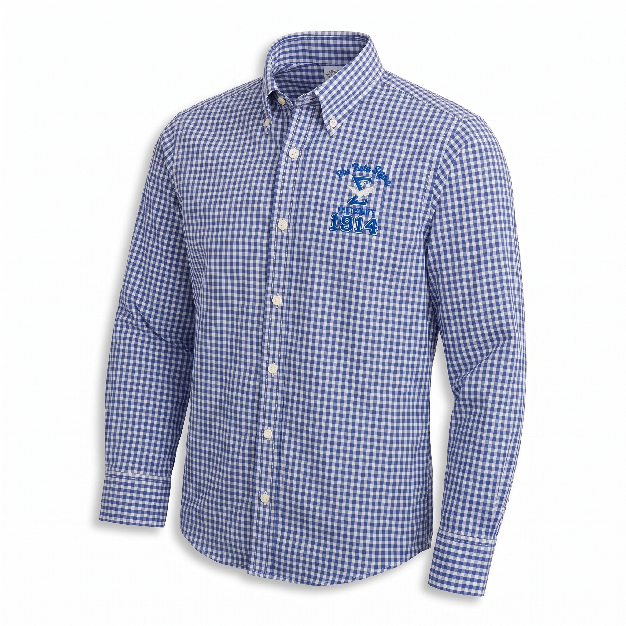 Phi Beta Sigma Blue Gingham Brooks Brother Button-Down Shirt