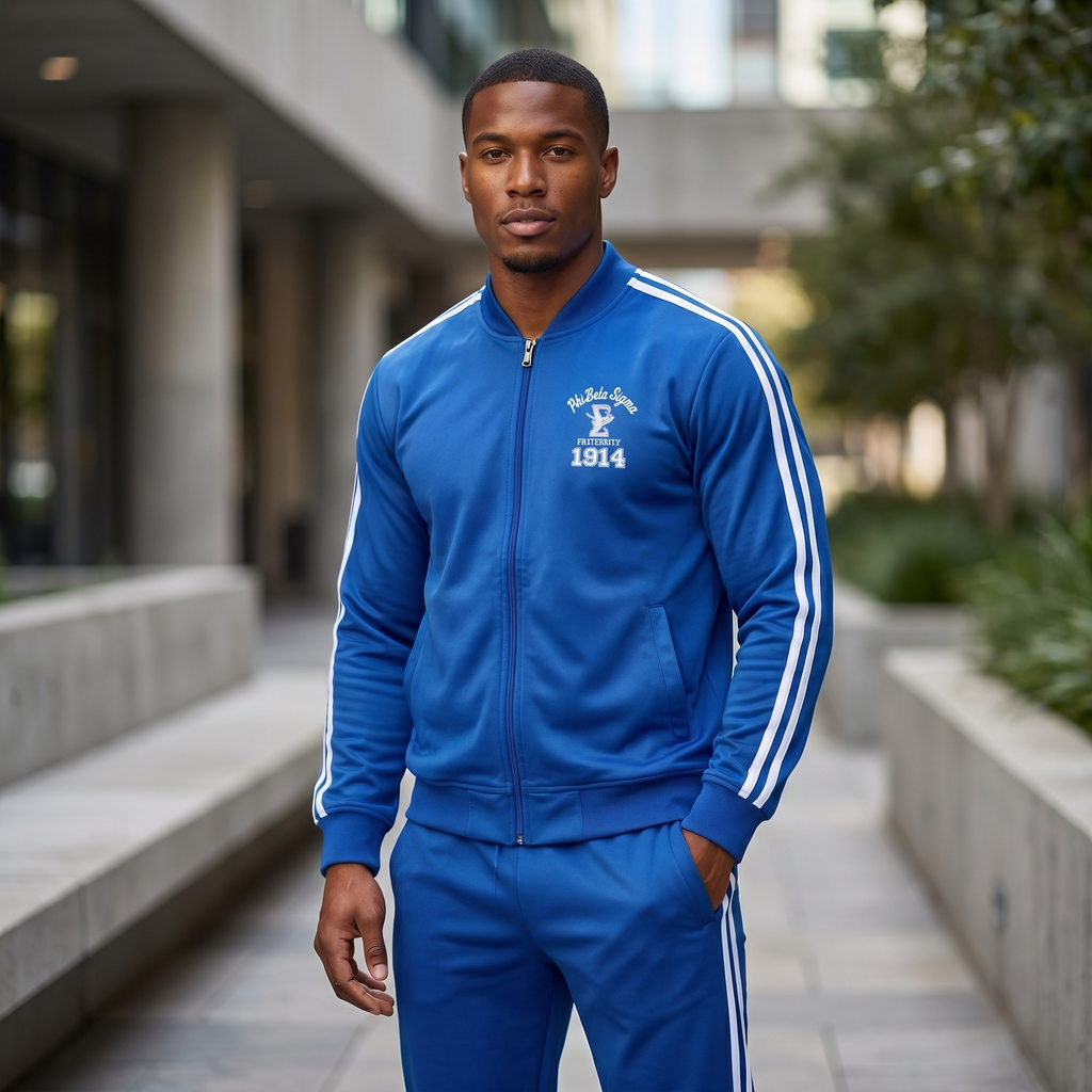 Phi Beta Sigma Blue Track Jacket and Pant Set