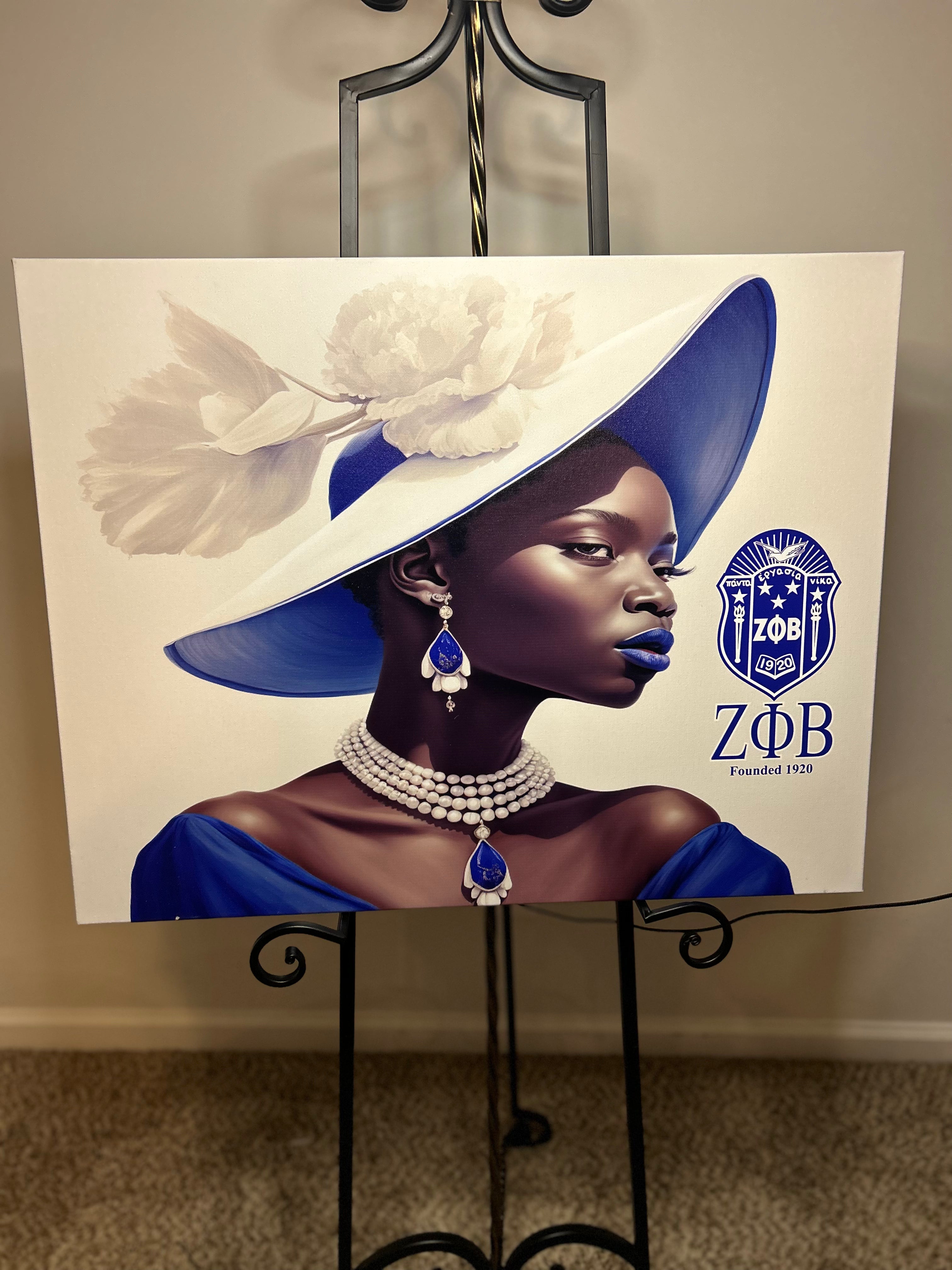 Zeta Phi Beta Wall Art – Hats and Pearls (Canvas)